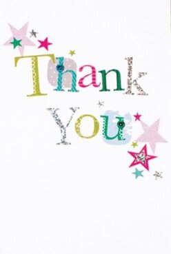 Radiating delight, this thank you card reflects the thoughtful creativity of a local Kingsbury florist and feels as festive as a celebration in Roe Green's vibrant heart. The phrase 'Thank You' dances across the pristine white card in a tapestry of hues-each letter distinct, from lively lime to radiant rosy pink, cool blue, and soft yellow. Patterns of tiny polka dots and delicate stitched traces bring a handcrafted touch, while some letters shimmer with flecks of silver that catch the ambient light, as if sprinkled with gentle North London sunlight. Scattered stars, in magenta, teal, and burnished gold, drift around the greeting like confetti tossed at a joyful gathering, their placement artful and spontaneous. The texture of the card invites a closer look, giving depth to the jubilant design and echoing bouquets freshly arranged within Flowers Kingsbury's welcoming shopfront. Perfect for pairing with a hand-tied bouquet for same-day delivery across Kingsbury and surrounding streets, this card is a genuine gesture of gratitude-tailored for the moments when thanks must be more than words, and best expressed with the warmth of community and artisan skill.