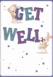 Joy dances across this get well card, where a big-hearted bear and a floppy-eared pup convey laughter and care with every brushstroke. The pairing of brilliant indigo and teal letters spells out 'Get Well,' made lively by the darling critters who eagerly balance and guard each word. Around them, scattered stars twinkle like little dreams against a gentle, creamy background, mirroring the optimism found in Kingsbury's vibrant parks and bustling High Road. The artwork's detailed rendering of plush bear fur and velvety dog ears invites the senses to find comfort, much like the embrace of a soft, fragrant bouquet fresh from a Kingsbury florist's hands. Light and playful, this card captures a sense of youthful hope and contagious cheer-its colours and emotions as uplifting as a sunny walk along Roe Green. Sent alone or paired with a hand-tied bundle of blooms, this card is a heartfelt offering of comfort and joy, destined to brighten any recovery with local warmth.